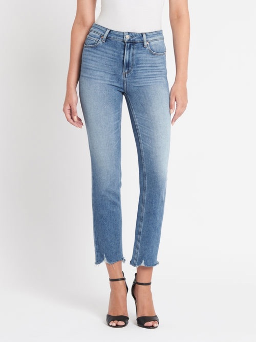 PAIGE Cindy High-Rise Straight Crop Jeans in Light Blue